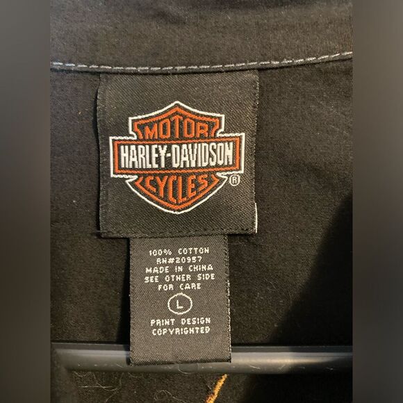 Vintage Harley Davidson Cobra Short Sleeve Button Down Shirt Men's Size Large - Picture 4 of 4